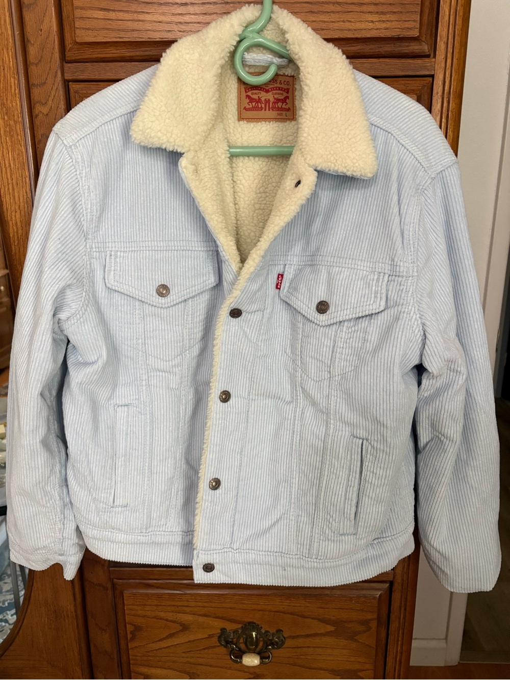 NWOT Levi's Women’s Baby Blue Corduroy Sherpa Jacket